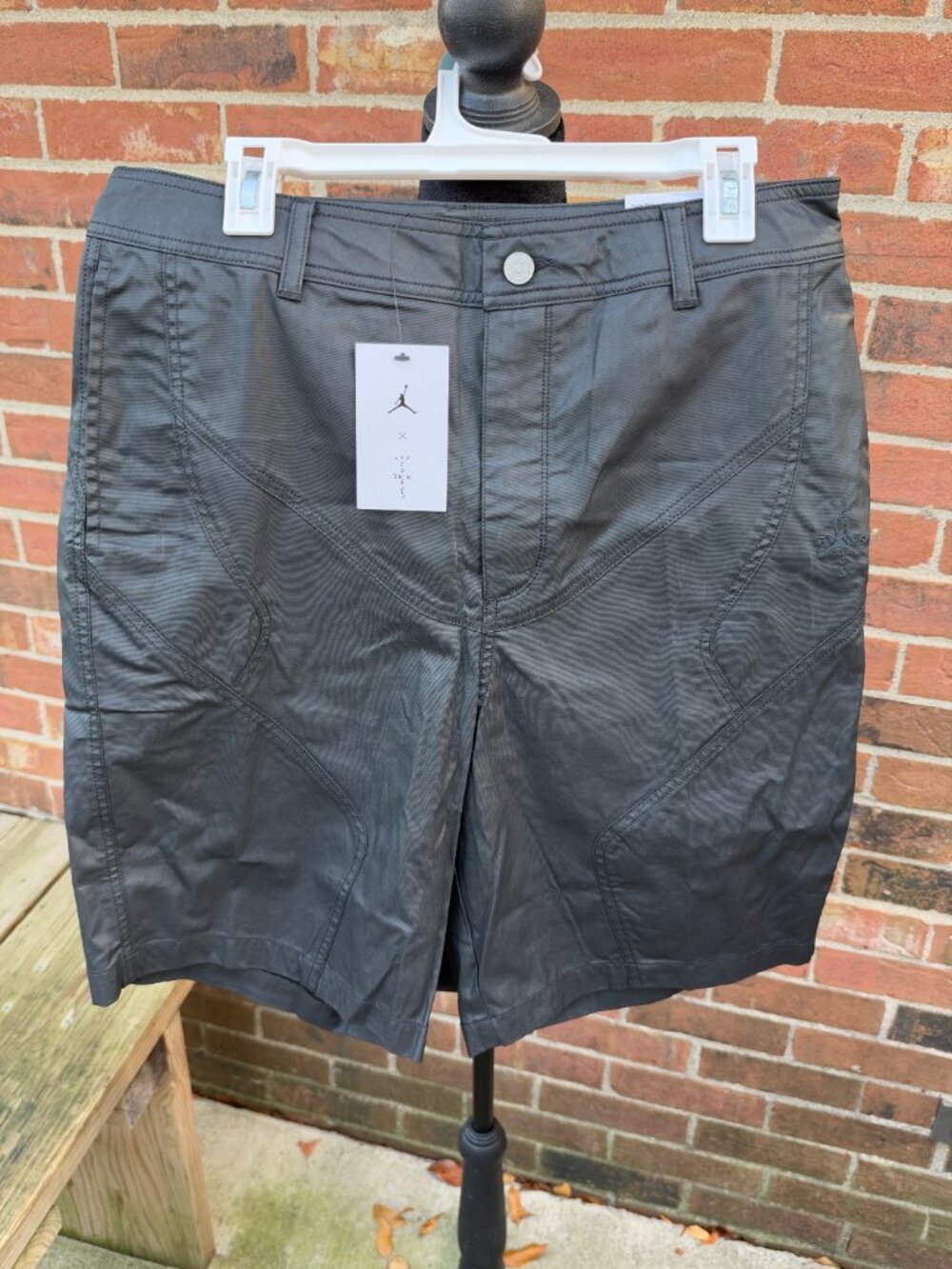 Jordan x Travis Scott Cactus Jack Waxed Shorts Black Men's 32 NWT DZ5477-010